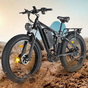 Smlro V3 Plus Electric Bicycle, 2000W Dual Motor 26'' Fat Tire Electric Bike, Full Suspension, 48V 22.4AH Removable Battery, 7 Speed up to 35MPH, Mountain Snow Ebike for Adults