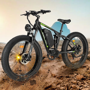 2000W Dual Motor 35MPH Electric Bike, 26'' Fat Tires & 48V 22.4Ah Removable Battery, Dual Hydraulic Disc Brake 7 Speed, Full Suspension, Mountain Snow Ebike for Adults