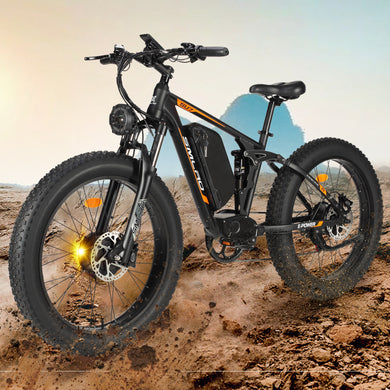 2000W Dual Motor 35MPH Electric Bike, 26'' Fat Tires & 48V 22.4Ah Removable Battery, Dual Hydraulic Disc Brake 7 Speed, Full Suspension, Mountain Snow Ebike for Adults