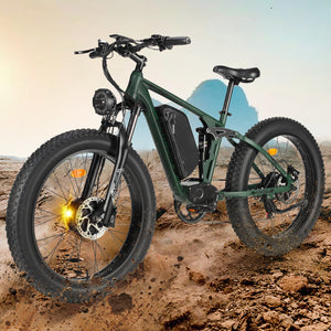 2000W Dual Motor 35MPH Electric Bike, 26'' Fat Tires & 48V 22.4Ah Removable Battery, Dual Hydraulic Disc Brake 7 Speed, Full Suspension, Mountain Snow Ebike for Adults