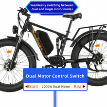 Electric Bike for Adults, 2000W Dual Motor Electric Bicycle, 26” 7 Speed AWD 35MPH Full Suspension Fat Tire Ebike, Dual HDB/Shock-absorber, 48V 22.4Ah MTB for Adult, Trailblazer