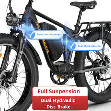 Electric Bike for Adults, 2000W Dual Motor Electric Bicycle, 26” 7 Speed AWD 35MPH Full Suspension Fat Tire Ebike, Dual HDB/Shock-absorber, 48V 22.4Ah MTB for Adult, Trailblazer