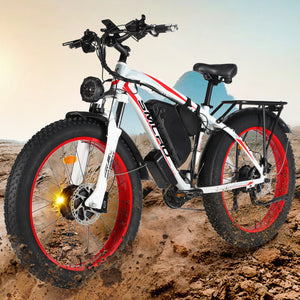 SMLRO Electric Bike for Adults, 26'' Fat Tires & 48V 22.4Ah Removable Battery, Dual Motor AWD 2000W 35MPH Ebike 21 Speed with Hydraulic Disc Brake